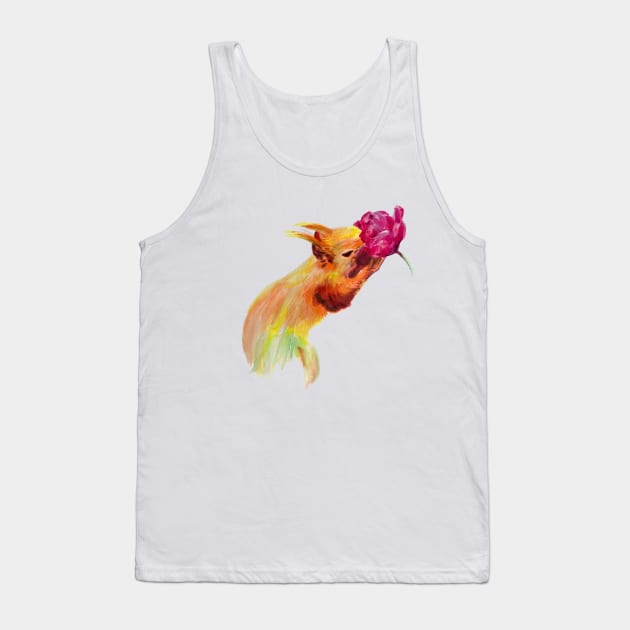 watercolor colourful squirrel drawing smelling flower Tank Top by chandelier2137